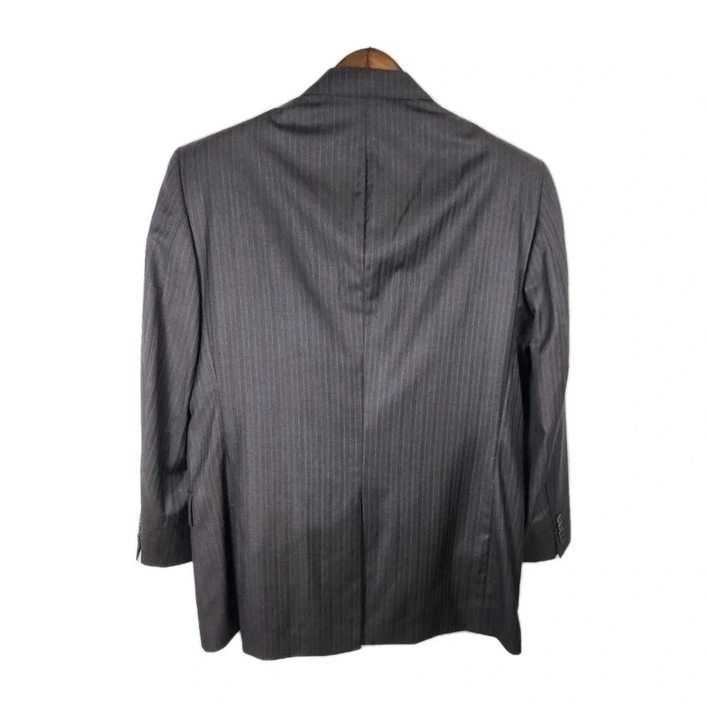Jos A Bank Signature Gold Wool Business Suit Mens 44L x 39 Gray Pinstripe Career